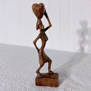 Vintage Brown Wooden Sculpture African Folk Art